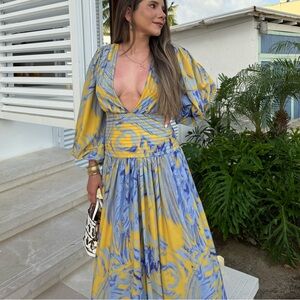 Bianca Dress in Blue and Yellow (beach wedding dress)